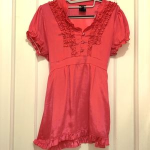 Crave Juniors hot pink ruffle blouse medium